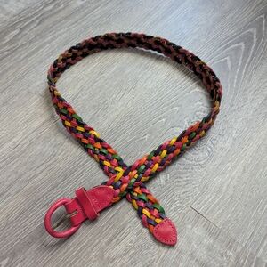 Vintage 90s Multicolor Braided Leather Belt Size SM Made In Argentina